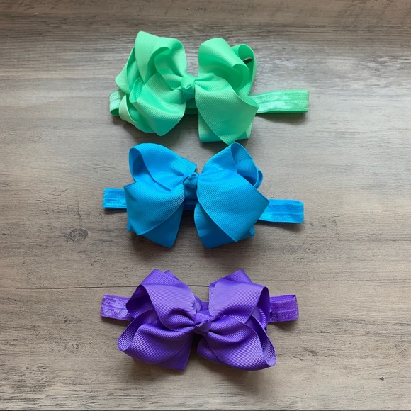 Ribbon Hair bow Elastic Headband set of 6, new - Picture 5 of 8